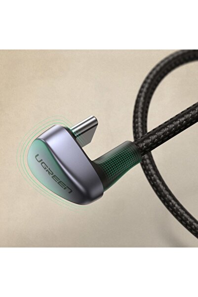 Ugreen Kabel przewód kątowy USB - USB-C dla graczy QC AFC FCP 1m - szary