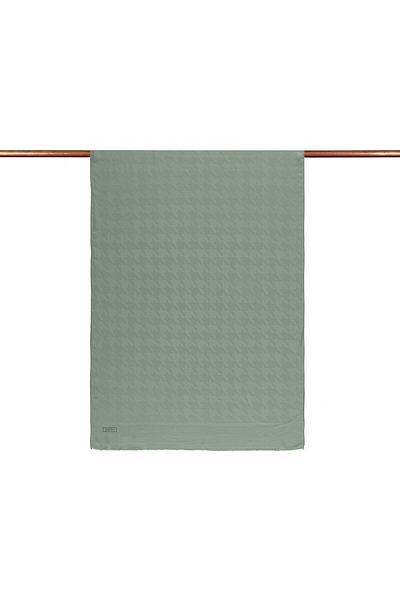 ipekevi Four Seasons Water Green Houndstooth Patterned Monogram Shawl