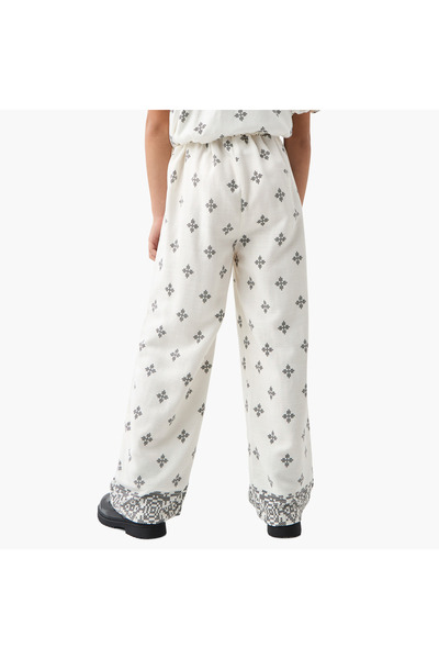 ELIGO All-Over Print Pants with Elasticated Waistband and Pockets