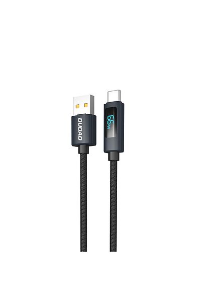 DUDAO Cablu L7T USB-A - USB-C 66W cu afișaj LED 1m - Negru