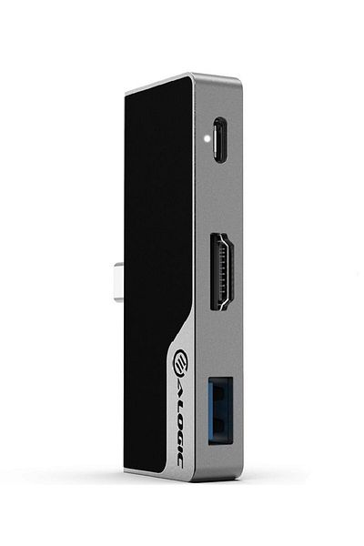 Alogic قاعدة توصيل USB-C Nano Mini مع USB-A Ultra Series باللون الرمادي الفضائي