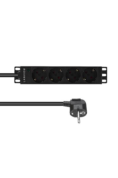 Inna marka Lanview Listwa zasilająca 4 gniazda Schuko, 10'', kabel 2m 3G1.5mm2, wskaźnik świetlny