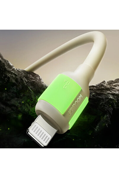 Joyroom Cablu USB-A - Lightning pentru iPhone cu capăt fluorescent 3A 2m - Bej