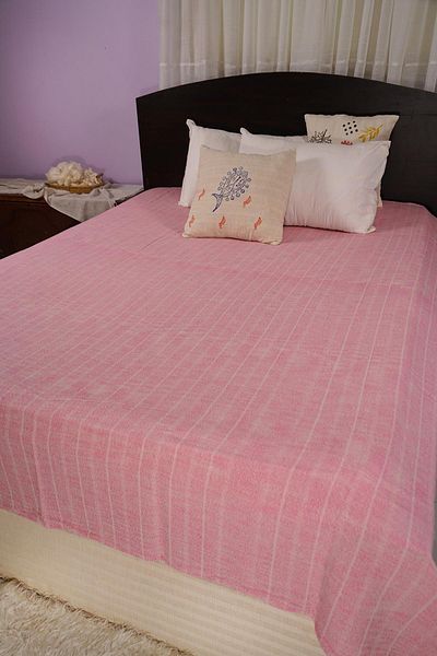 Defne&Apollon İpekçilik Natural Line – Handwoven 80% Cotton 20% Linen Double Pique - Pink