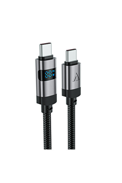 Acefast Kabel przewód USB-C - USB-C z wyświetlaczem 480Mb/s 66W 1.2m - czarny
