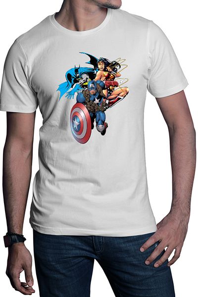 OEM Men's T-shirt Captain America Wonder Woman Batman Batmobile