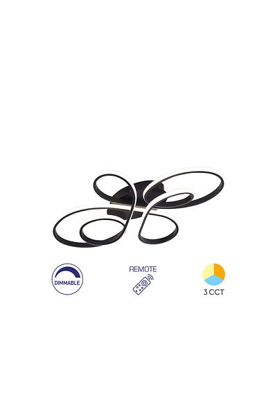 Braytron Lampă de tavan LED 65W Nela-SR2 RND cu telecomandă DIM IP20 Negru