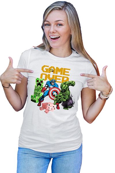 OEM Tricou Femei Captain America Minecraft Creeper Comic Book