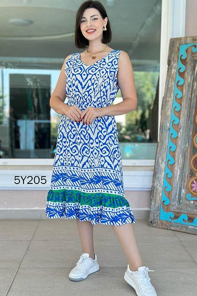 İnce Topuk V-Neck Zero Sleeve Viscose Dress 5Y205