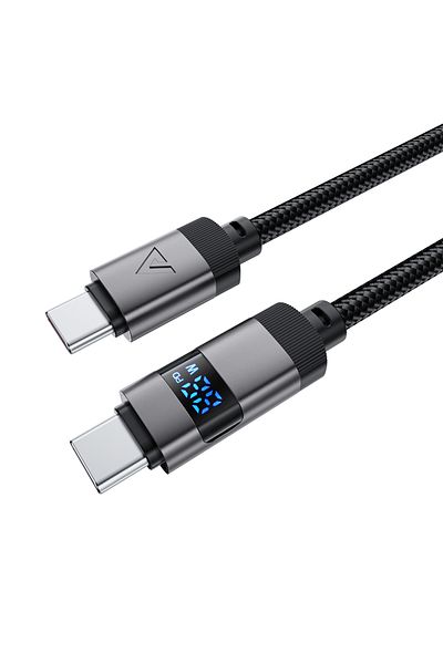 Acefast Cablu USB-C cu afișaj, 480Mb/s, 66W, 1,2m - negru