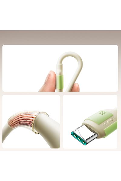 Joyroom Kabel przewód USB-C - USB-C z fluorescencyjną końcówką 60W 1.2m - beżowy