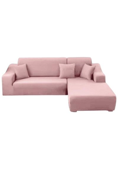 OEM Husă elastică pentru canapea de colț, Uni, 140x180cm/180x230cm, roz