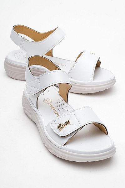 CCWAY AYAKKABI Women's Double Velcro Sandals White