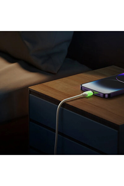 Joyroom Kabel przewód USB-C - iPhone Lightning z fluorescencyjną końcówką 2m 30W - beżowy