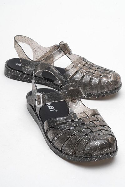 CCWAY AYAKKABI Closed Front Beach Sandals Black Silvery