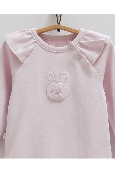 Caramell 2-Piece Cotton Rabbit Patterned Long Sleeve Baby Girl Bodysuit Set