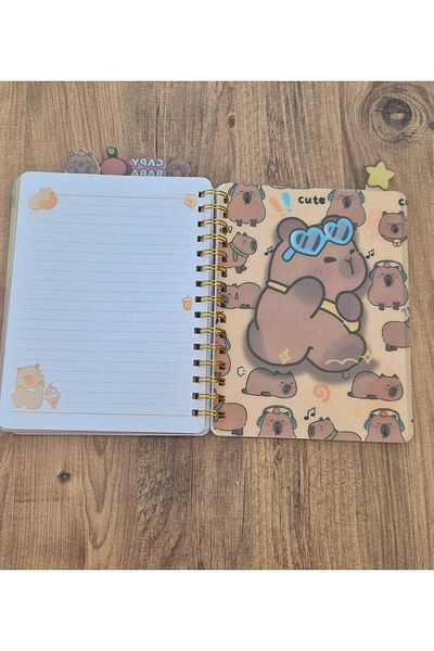 ALPA STORE Capybara Kapibara A5 Hologram Cover Spiral 120 Sheets Lined Notebook with Bookmark