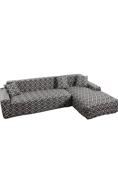 OEM Elastic Cover for Corner Sofa, Comfort, Elastan, 145x185cm/185x230cm, Grey-White Print