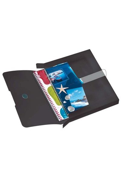 Herlitz Dosar cu elastic, format A4, cotor 40 mm, material PP, culoare negru opac, buton de închidere
