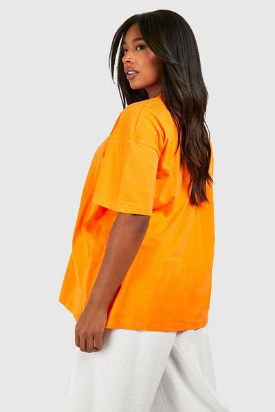 KAWEAR Oversize Unisex Battal Size Orange T-Shirt