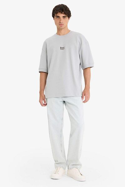 DeFacto Loose Fit Crew Neck Printed Short Sleeve T-Shirt E9550Ax25Au