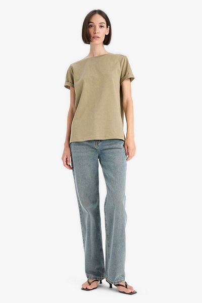 DeFacto Regular Fit Crew Neck Basic Plain Premium Short Sleeve T-Shirt A9428Ax25Au