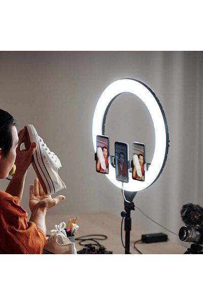 V-TAC Selfie LED ring light, 3 phone holders, dimmable, 55W, 6000 lm, 440 mm, CCT,