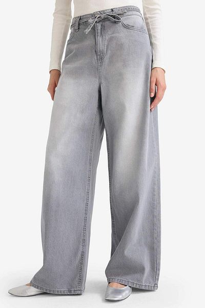 DeFacto Wide Leg High Waist Long Jean Washed Trousers E9116Ax25Au