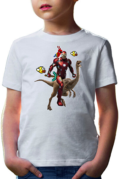 OEM Παιδικό μπλουζάκι Ironman Minecraft Floppy Bird Parrot Jurrasic Park