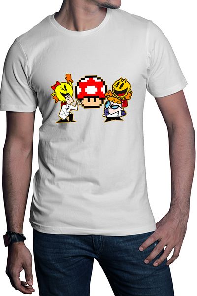OEM Men's T-shirt Pac Man Mushroom Mario Woman Dexter Powerpuff Girls