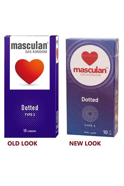 Masculan Pack of 10 Type 2 Condoms with Dots