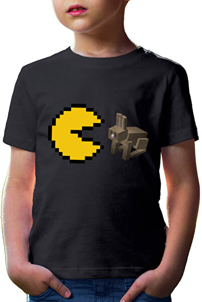 OEM Kids T-shirt Pac Man Minecraft Rabbit Pixel Game Simple Japan