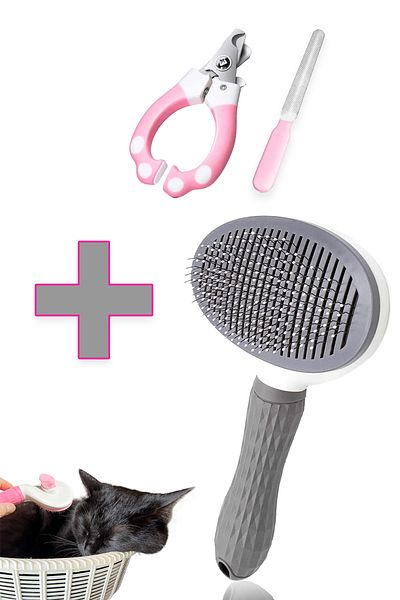 Beatitude Automatic Hair Collector Cat Nail Clipper Paw Cleaning Bristle Dust Scrub Cleaning Kit Grooming