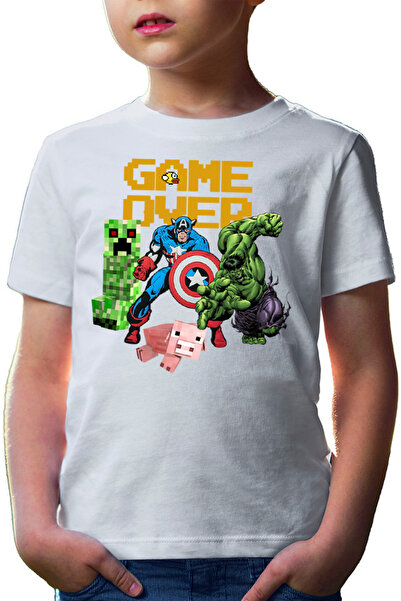 OEM Tricou copii Captain America Minecraft Creeper Comic Book