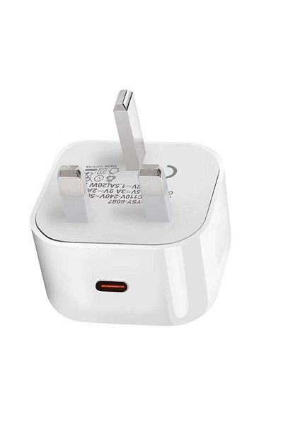Inna marka Ładowarka domowa eSTUFF UK PD 20W 1x USB-C, wtyczka brytyjska, biała, ES636026-BULK