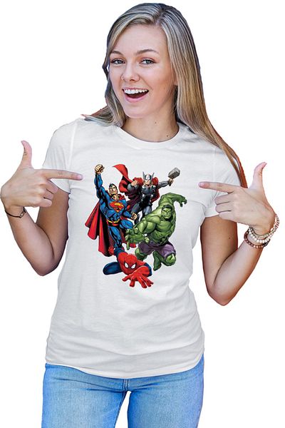 OEM Tricou Femei Superman Hulk Spiderman Thor Avangers Total Action