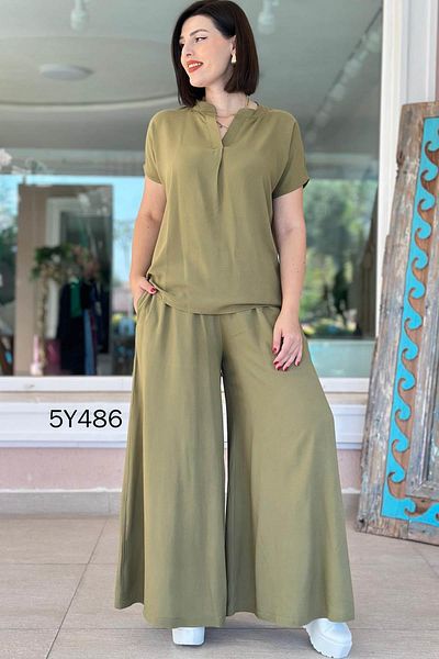 İnce Topuk Judge Collar Casual 2 Piece Set 5Y486