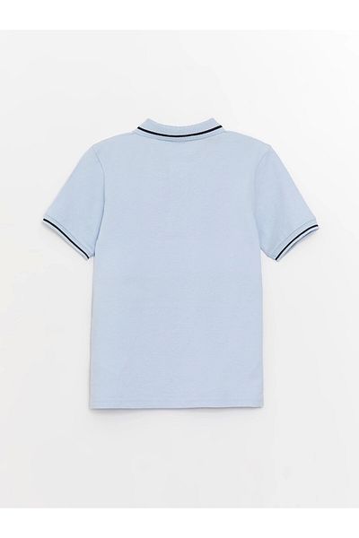 LC Waikiki Lcw Kids Blue Polo Neck Color Block Short Sleeve Boy T-Shirt