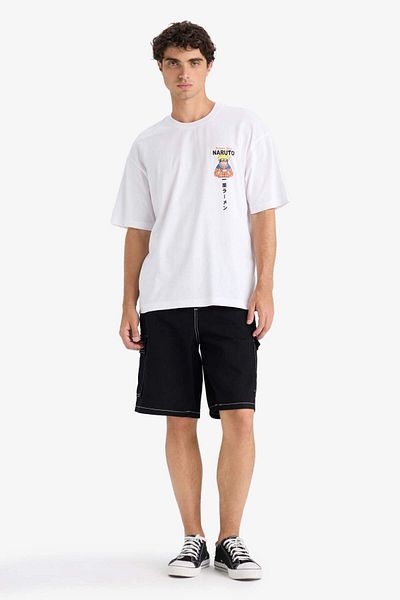 DeFacto Naruto Boxy Fit Crew Neck Back Printed Short Sleeve T-Shirt E7359Ax25Au