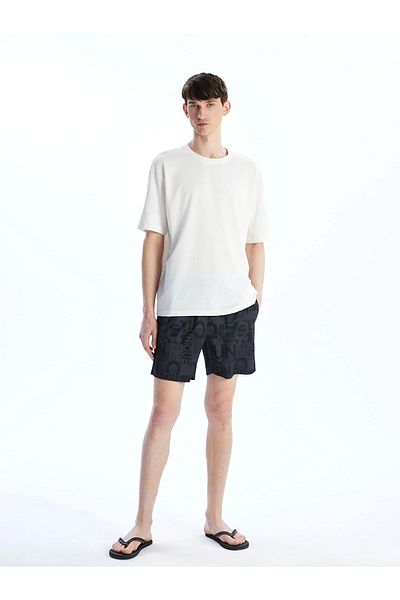 LC Waikiki Xside Men's Black Short-Length Patterned Swim Shorts