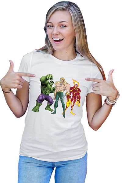 OEM Tricou Femei Aquaman Cartoon Ben10 Fire Monster Hulk Green