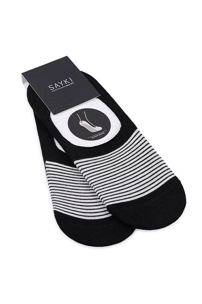 Hatemoğlu Black Patterned Cotton Double Ballerina Socks