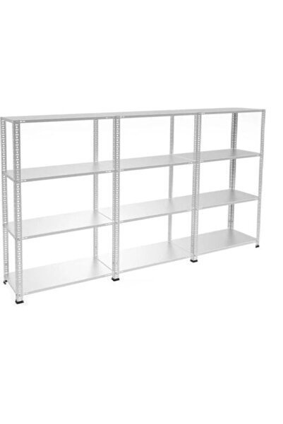 cemil tasarım 4 katlı 3 lü bitişik galvaniz kaplama çelik raf modülü