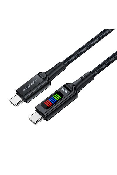 Acefast Kabel przewód USB-C - USB-C 100W z wyświetlaczem 1.2m czarny