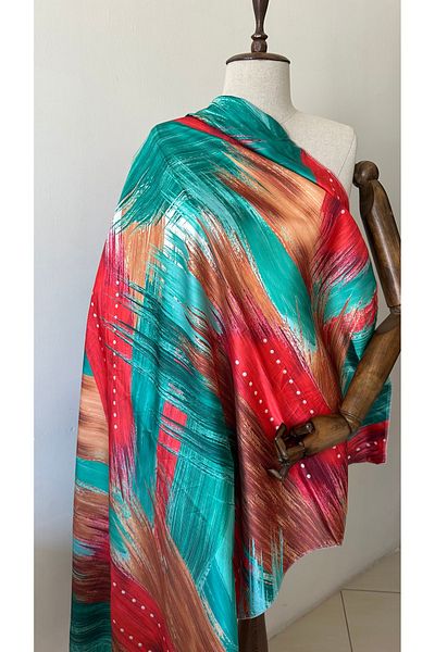 Glowear Atelier Colorful Patterned Satin Pareo - Beach Wear