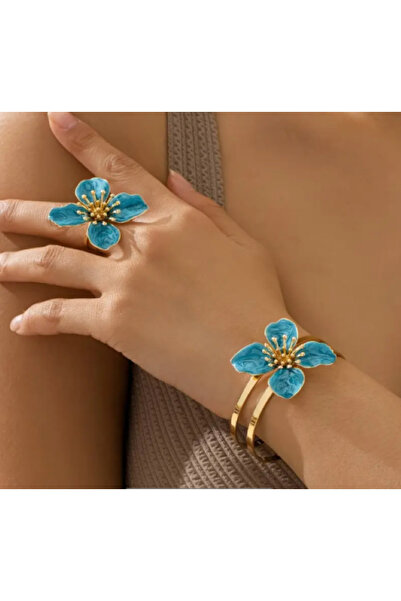 SE Jewellery Collection Selin Ersoy Mavi Çiçek Figürlü Gold Takı Seti – Zarif...