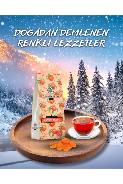 Golden Brew & Tea Coffee Gerçek Kayısı Parçacıklı Sıcak ve Soğuk Demleme Kayısı Meyve Çayı