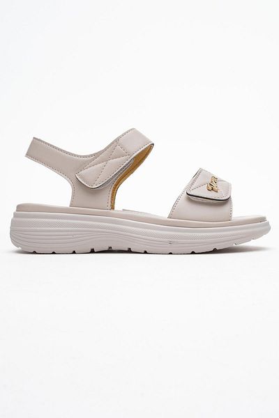 CCWAY AYAKKABI Women's Double Velcro Sandals Cream
