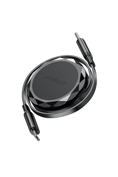 Acefast Kabel przewód USB-C - USB-C zwijany z organizerem 60W - czarny
