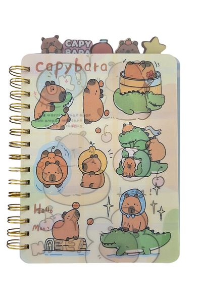 ALPA STORE Capybara Kapibara A5 Hologram Cover Spiral 120 Sheets Lined Notebook with Bookmark